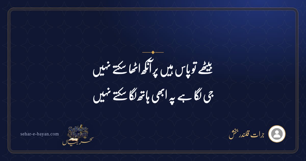 بیٹھے تو پاس ہیں پر آنکھ اٹھا سکتے نہیں — شیئر کارڈ