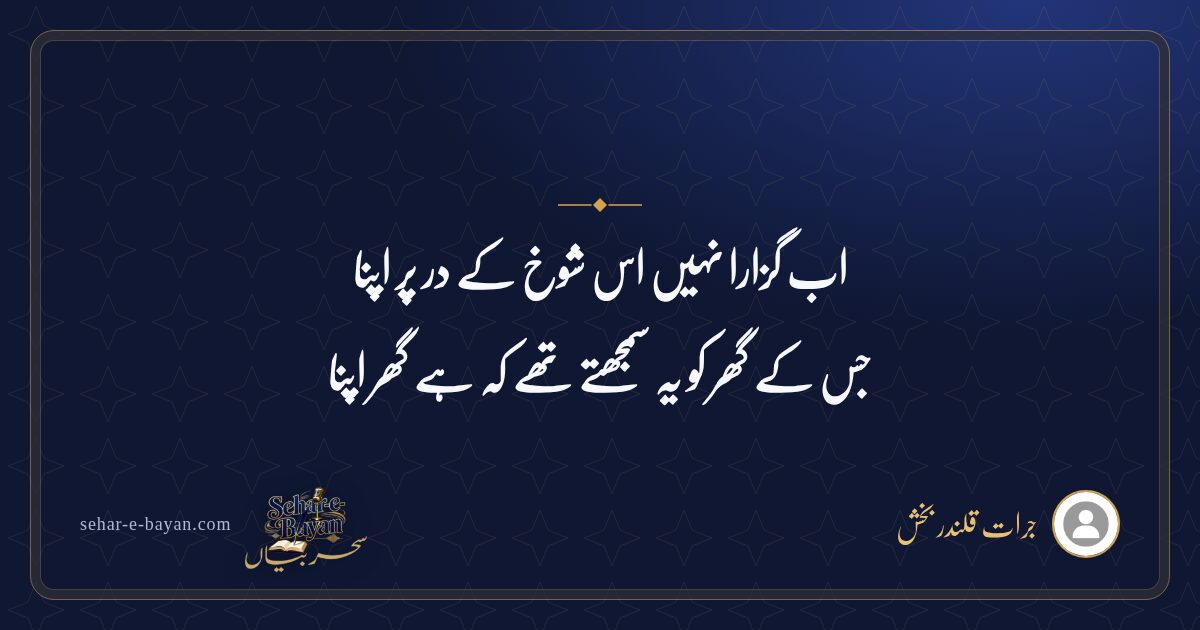 اب گزارا نہیں اس شوخ کے در پر اپنا — شیئر کارڈ