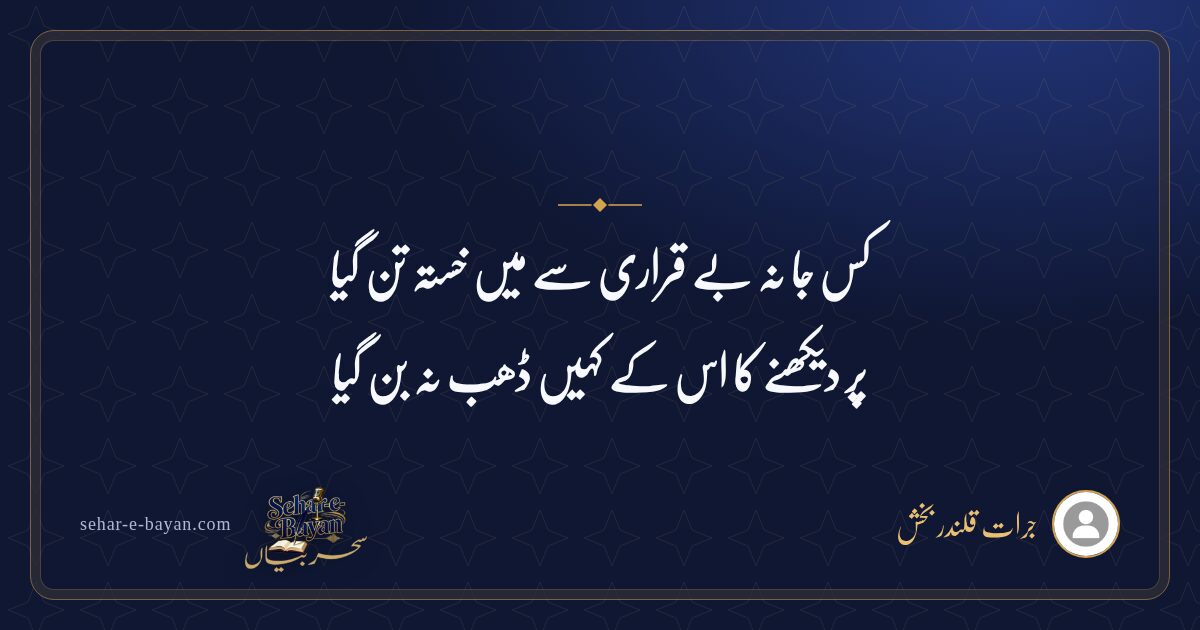 کس جا نہ بے قراری سے میں خستہ تن گیا — شیئر کارڈ