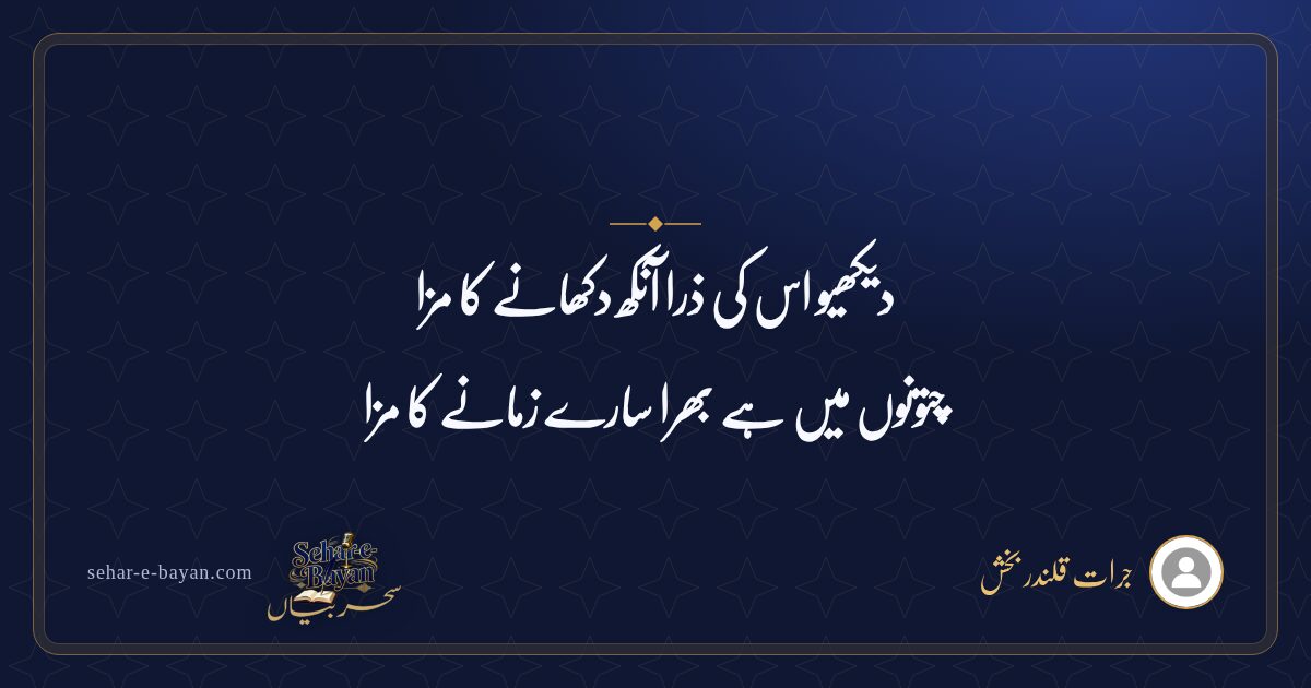 دیکھیو اس کی ذرا آنکھ دکھانے کا مزا — شیئر کارڈ