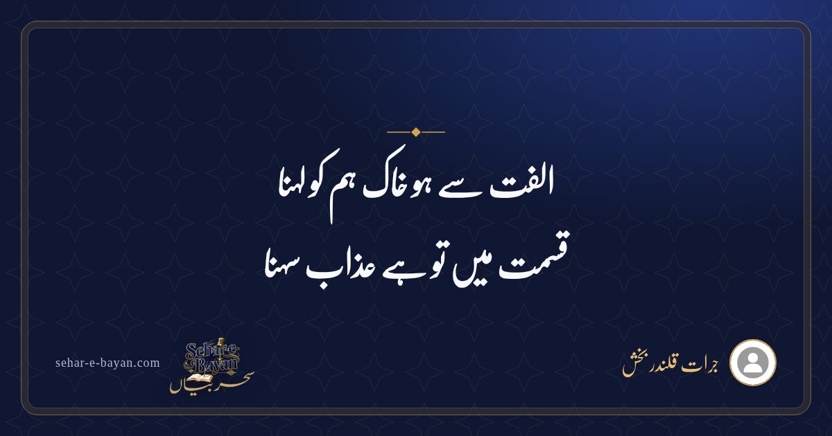 الفت سے ہو خاک ہم کو لہنا — شیئر کارڈ