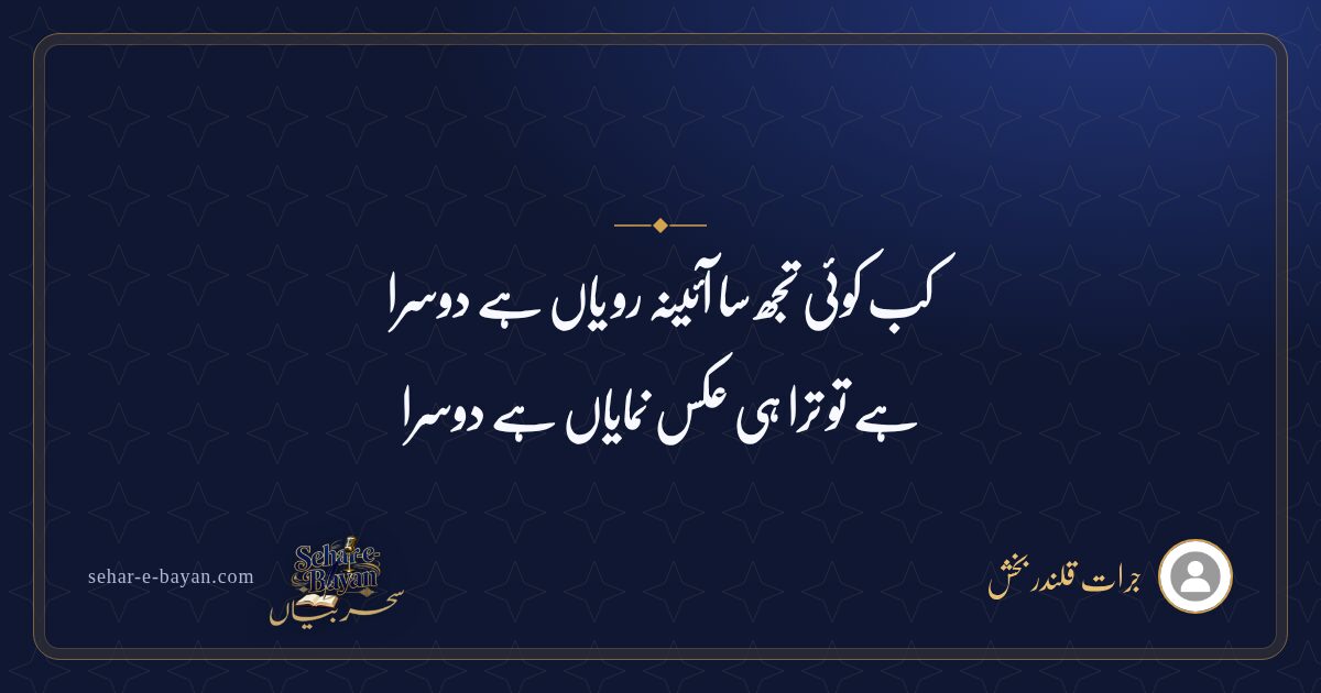 کب کوئی تجھ سا آئینہ رو یاں ہے دوسرا — شیئر کارڈ