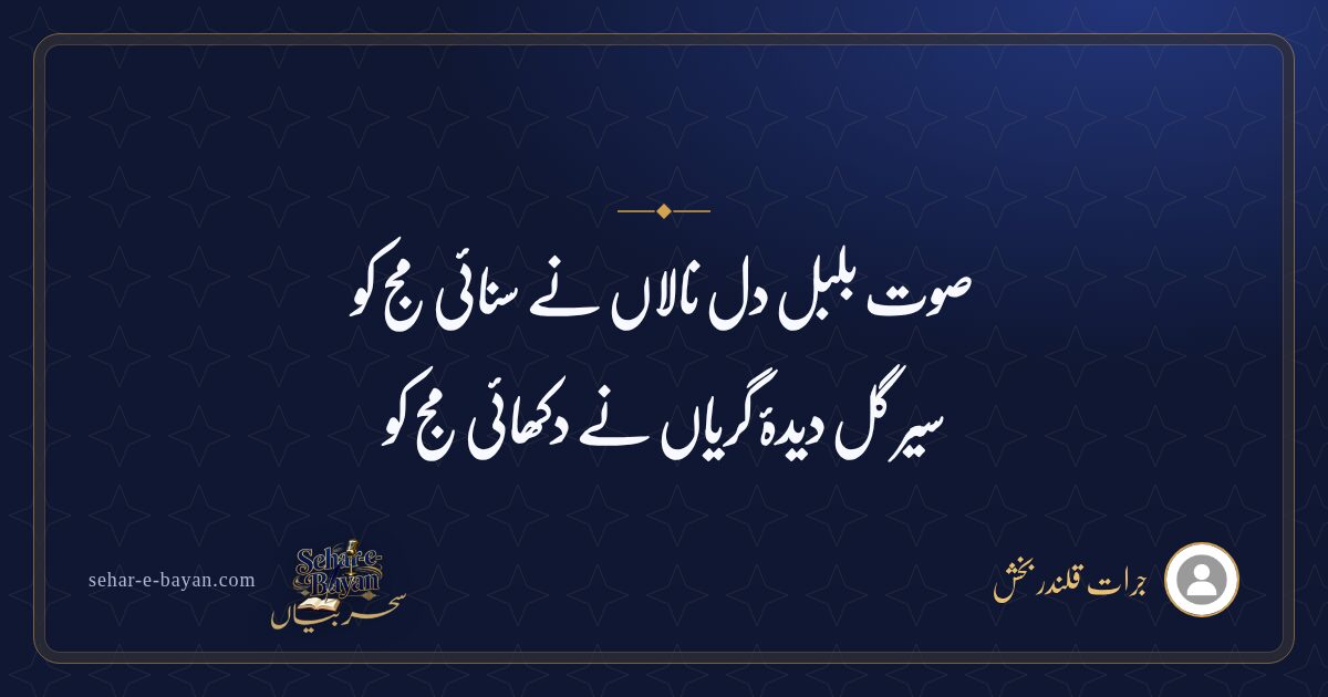 صوت بلبل دل نالاں نے سنائی مج کو — شیئر کارڈ
